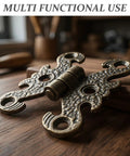 Close-up of Vintage H Shape Zinc Alloy Hinges for small cabinets and gift boxes, bronze finish with filigree edges.