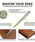 Leather Beveling Tools And Stamp Set With Alloy Steel Precision Heads shown with knurled handle and circular steel head.