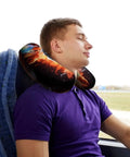 Man using U Shaped Travel Neck Pillow For Long Haul Flights And Commutes, Premium Napping Support For Head And Neck on bus