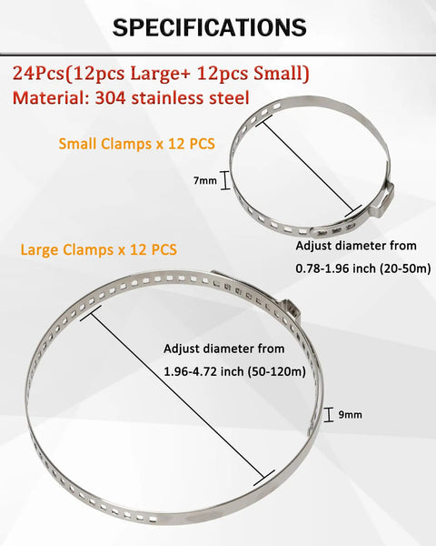 Universal CV Boot Clamp Pliers Kit Stainless Steel Adjustable Crimp Tool Set showing small and large clamp sizes.