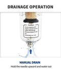 Manual drain of One Quarter Inch NPT Shop-Ready Air Line Dryer For Compressor With 5 Micron Brass Filter, poly bowl.