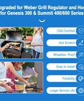 Upgraded Propane Hose And Regulator Kit For Genesis 300 And Summit 400 And 600 Series Grills Leak Free Safe Connection