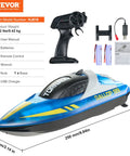 Remote Control Boat for Pools and Lakes Perfect Racing Boat for Kids and Adults LED Night Light 2 Rechargeable Batteries