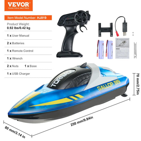 Remote Control Boat for Pools and Lakes Perfect Racing Boat for Kids and Adults LED Night Light 2 Rechargeable Batteries
