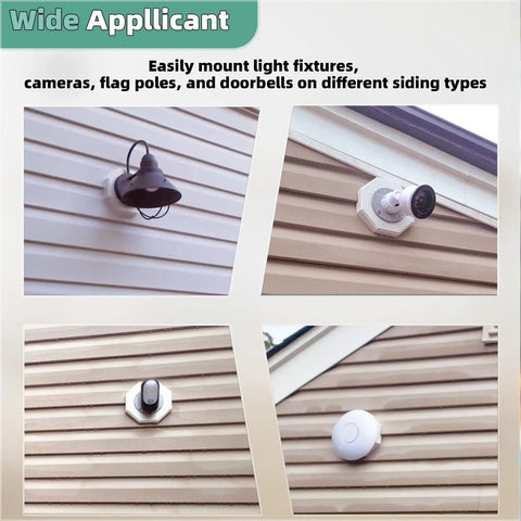 Vinyl Siding Mounting Block With Built In Electrical Box For One Half Inch Lap Siding White 8141 Vertical Siding Mounting Kit No Brainer Install Snug Fit For Quality Exterior Work on siding with light, camera, and doorbell mounts