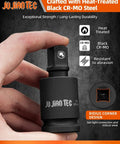 Beefy Impact Universal Joint Socket Swivel Set Three Piece Drive Half Inch Three Eighths Inch Quarter Inch 360 Degree Rotation Cr-Mo Steel Drop-Forged And Heat-Treated Black Oxide Finish close-up