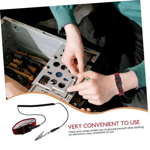 15 Piece ESD Wrist Straps Set With Adjustable Grounding Wires For Electronics Repair And Factory Work Keeps You Grounded And Static Free Reusable Anti Static Bracelet Kit Built To Last, red strap on PC repair