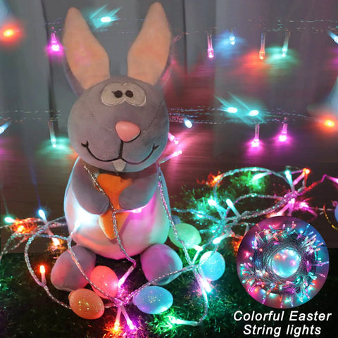 Pastel Easter String Lights 66 Feet 200 LED Indoor Outdoor Plug In With 8 Lighting Modes Clear Wire Fairy Lights