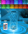 Crystal Diamond Night Light Lamp With 16 RGB Colors And 4 Modes, Touch And Remote Control on table with color options