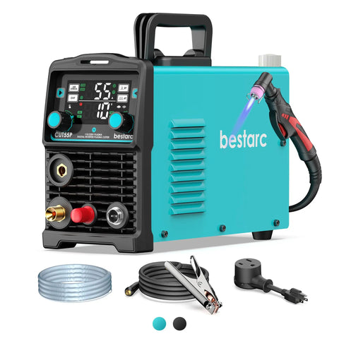 55A Dual Voltage Plasma Cutter With Pilot Arc, 110 220V, Five Eighth Inch Clean Cut, Three Quarter Inch Max Cut, Post Flow, Mesh Cut, 2T4T For Beginners DIY