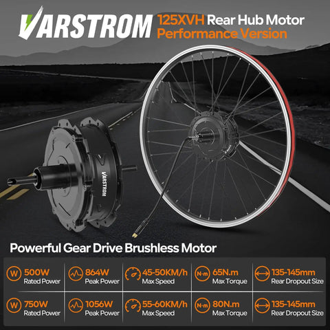 48V 500W 750W Ebike Conversion Kit With Rear Hub Motor For 20 In 26 In 27.5 In And 700C Wheels Disc And V Brake Compatible Includes Display And Optional Battery Geared Brushless Motor For Cassette
