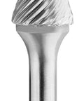 SF-5RA Double Cut Tree Carbide Bur Radius End .250 in Shank SF Style Shape Efficient Stock Removal Hardened Metals Single Rotary Burr