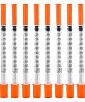1Cc Syringe With 30G Half Inch Needle, Individually Wrapped Lab Supplies, 30 Pack, Clear Readout And Smooth Plunger, No Sticking, Precision Measurement For Lab Use, orange capped syringes
