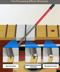 Double-sided guitar fret end file with red handle; used for rounding and deburring fret ends on a wooden neck