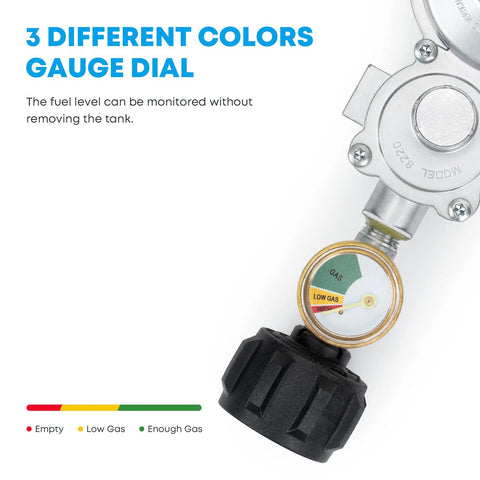 Stanbroil horizontal two-stage propane regulator with gauge and black knob, 3/8 in NPT QCC1