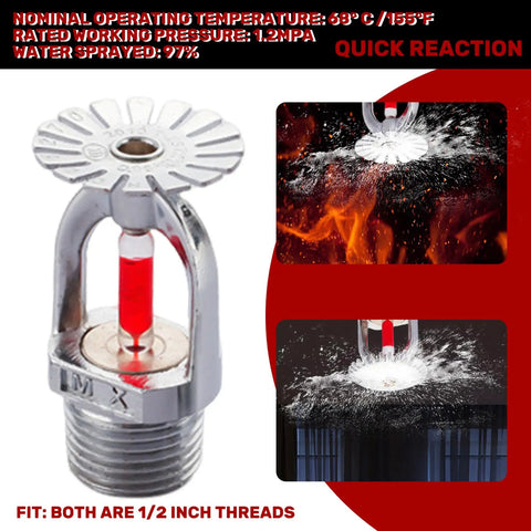 Heavy Hitter Pendent Fire Sprinkler Head Delivers Quick Response At 155F For Instant Water Spray Down Action, 1/2 inch thread, copper housing.