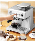 New Espresso Coffee Machine With Built In Grinder 20 Bar Pump Steam Milk Frother Semi Automatic Home Coffee Maker on countertop
