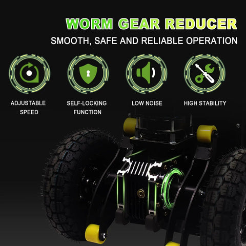 Worm gear reducer feature of Heavy Duty Electric Stair Climbing Hand Truck With 880 Lb Capacity And Powerful Motor, showcasing adjustable speed and stability.