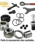 Heavy Duty Cat50 Er32 Collet Chuck With Twelve Inch Gauge Length Rock Solid Tool Holder For Cnc Milling And High Speed Machining showing accessories and parts.