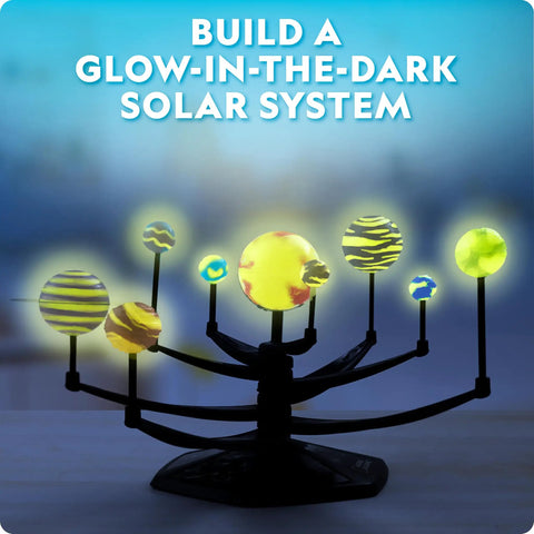 Glow In The Dark Solar System Model Kit For Kids Ages 8-12 with illuminated planets and movable arms on display