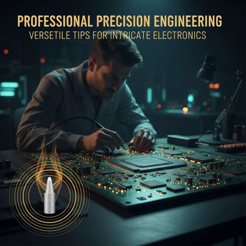Professional precision engineering image of 7 Piece Soldering Tip Set With Matte Frosted Flat, Curved And Pointed Bits For Fine Joints And Hard To Reach Angles, Perfect For Electronics Repairs And DIY Projects, 0.16 Inch Inner Diameter, Anti Oxidation Tips For Rework Stations.