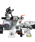 Heavy Duty 72X2 Inch Industrial Belt Sander Machine With Variable Speed For Knife Sharpening Rust Removal And Metal Polish showing components.