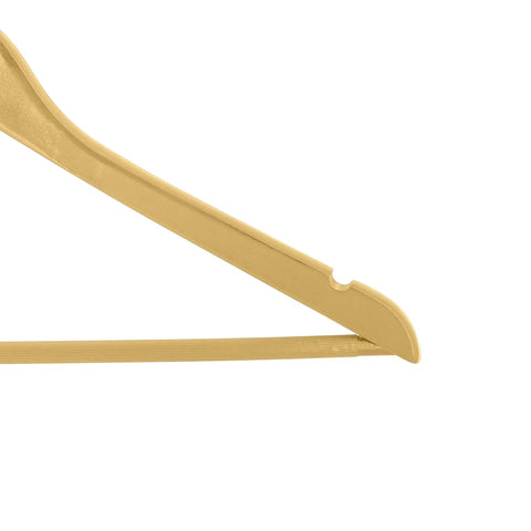 Close-up of Three Pack Natural Wood Hangers With Rolling Crossbar To Prevent Creases And Wrinkles Made For Coats Dresses Pants