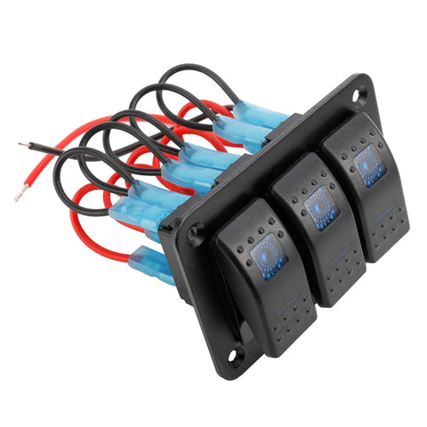 12-24V Boat Switch Panel With Illuminated Rocker Switches Aluminum Pre-Wired Dash Panel Plug And Play Ready 2 3 4 5 6 8 Gang Options