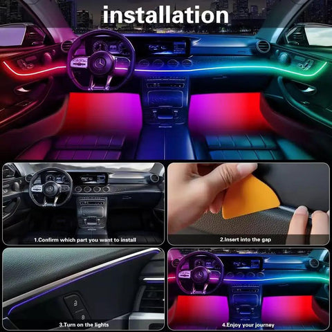Installation guide for Acrylic Interior Car Led Lighting Kit With Remote And Wireless App 6 In 1 Ambient Lighting System