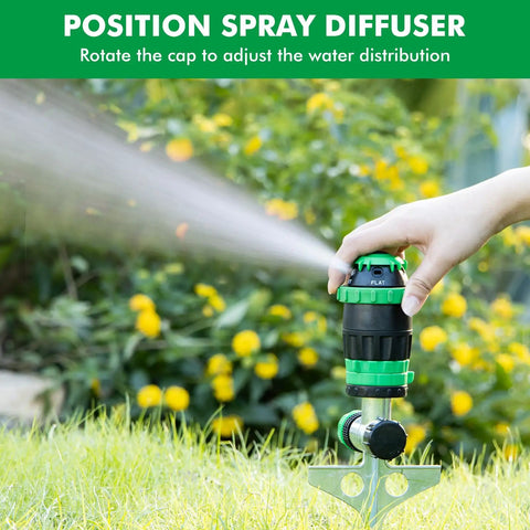 Hand adjusting Two Pack Gear Drive Sprinklers With Metal Spike Base, 5 Pattern Heavy Duty Garden Watering System in garden