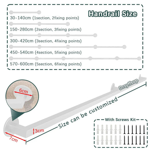 Detailed image of handrail size options for the Upgraded Adjustable Iron Railing Kit For Serious Home Security.