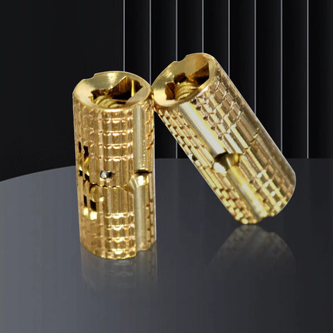 8 Piece Brass Barrel Hidden Hinges For Cabinets And Jewelry Boxes 8mm 180 Degree Concealed Hinge Hardware, close-up view