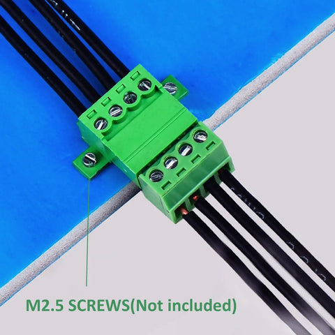 Five Pack 3 Pin 3.81mm Pitch Panel Mount Screw Terminal Block Connector Phoenix Type 8A 300V For 16-28 AWG Wires installed