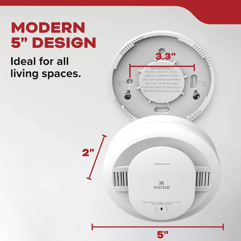 No Sweat Battery Operated Smoke Detector With Ultra Fast Sensing Plus A Beast Mode Eighty Five Decibel Alarm And Sharp Red Led Flasher For Chill Home Fire Safety Security, modern design with size specifications.