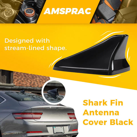 Shark Fin Antenna Cover For Kia Optima 2014-2020 Without GPS, Black streamlined design shown on car roof.