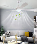 Ceiling Fan with Light and Handheld Controller 6 Speeds Modern Indoor for in stylish living room with gray walls.