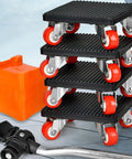 Heavy Duty Furniture Movers Lifter Set Stackable Low Clearance Glides with wheels and lifter tool for easy movement.