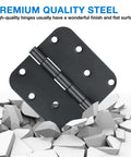 Three Pack Matte Black Four Inch Radius Door Hinges Five Eighths Inch Heavy Duty Residential Door Hardware featured on premium steel