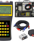 Handheld Ultrasonic Flow Meter With Clamp-On Sensor for Pipes DN15 to 700mm, showing full kit including cables and sensors.