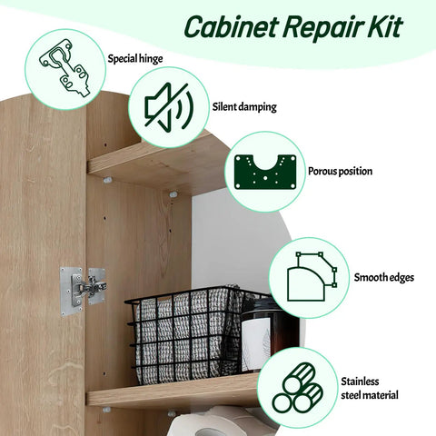 Heavy Duty Cabinet Hinge Repair Plate Kit To Fix Loose Sagging Doors Quick Install Steel Bracket For Wonky Kitchen Cupboards Solid Knockout Diy Fix No Sweat Assembly