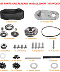 Heavy Duty 212cc Torque Converter Go Kart Clutch Kit with components including sprockets, pulleys, belt, and mounting plate