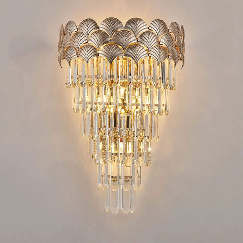 Legit 180 Degree Adjustable Wall Sconce For Slick Hallway Ambience And Bedroom Lighting Retro Industrial Wall Fixture With Crystal Accents, featuring crystal lengths and a decorative metal design.