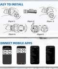 Instruction manual for Eyepiece Telescope Camera With 2.5K Video Recording For 24mm To 50mm Eyepieces showing installation and app interface.