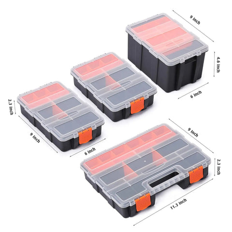 Four Piece Toolbox Storage Set With Customizable Removable Dividers Heavy Duty Durable Plastic Organizers For Tools And Parts view