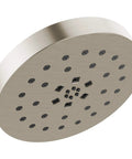 H2Okinetic 4-Setting UltraSoak Shower Head in Stainless Steel - Drenching Rainlike Spray With Water Sculpting Tech, front view