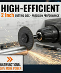 Grinding tool with sparks and 2 inch disc, 50 Pack 2 Inch Die Grinder Cut Off Wheels With 3/8 Inch Arbor For Air Grinders And Rotary Tools Includes 1/4 Inch Stem Mount Mandrel Kit For Mounting Small Discs Pro Grade Mini Metal Cutter Discs For DIY Projects