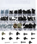 Grab And Go 160 Piece Metal Car Clip And Screw Kit for body panels and bumpers with Phillips round head self-tapping screws