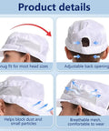 Hella Breathable Anti Static Work Cap Adjustable Low Lint Bill Hat For Electronics Lab Crew Solid Five Pack Navy showing adjustable back and mesh sides.