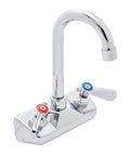 Wall Mount Commercial Hand Sink Faucet With 4 Inch Center, 3-1/2 Gooseneck Spout Rotates 360 Degrees, Dual Temperature Lever Handle