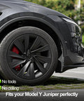Premium Matte Black 19 Inch Spiral Aero Wheel Covers Sweet Fit For Tesla Model Y Juniper fits perfectly on car wheel.
